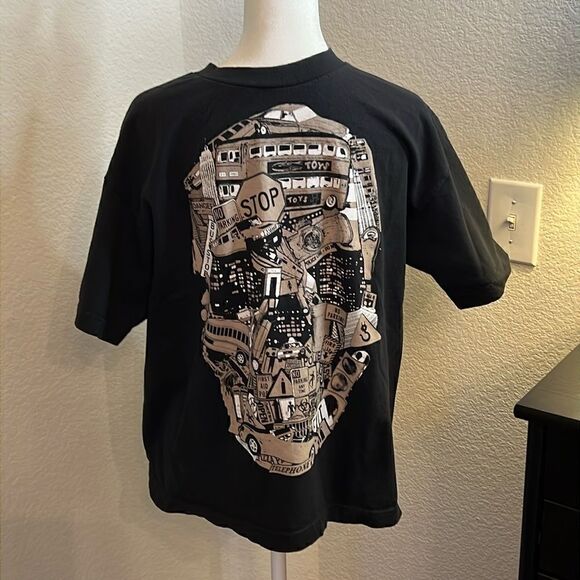 Alstyle Youth Mixed Media Skull Tee - Size XL - Picture 1 of 3